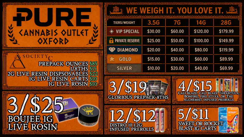 Pure Cannabis Outlet - Oxford 4/$15 INFUSED PREROLLS ⚔️ CONQUER EPIC SAVINGS