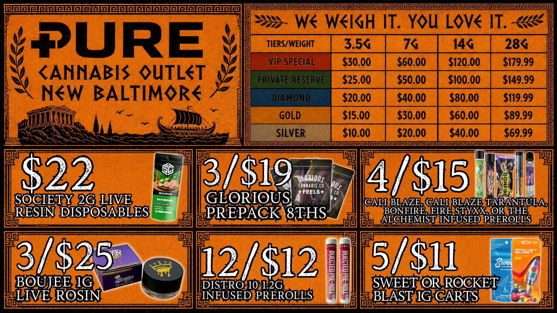 Pure Cannabis Outlet - New Baltimore 4/$15 INFUSED PREROLLS ⚔️ SAIL INTO SAVINGS