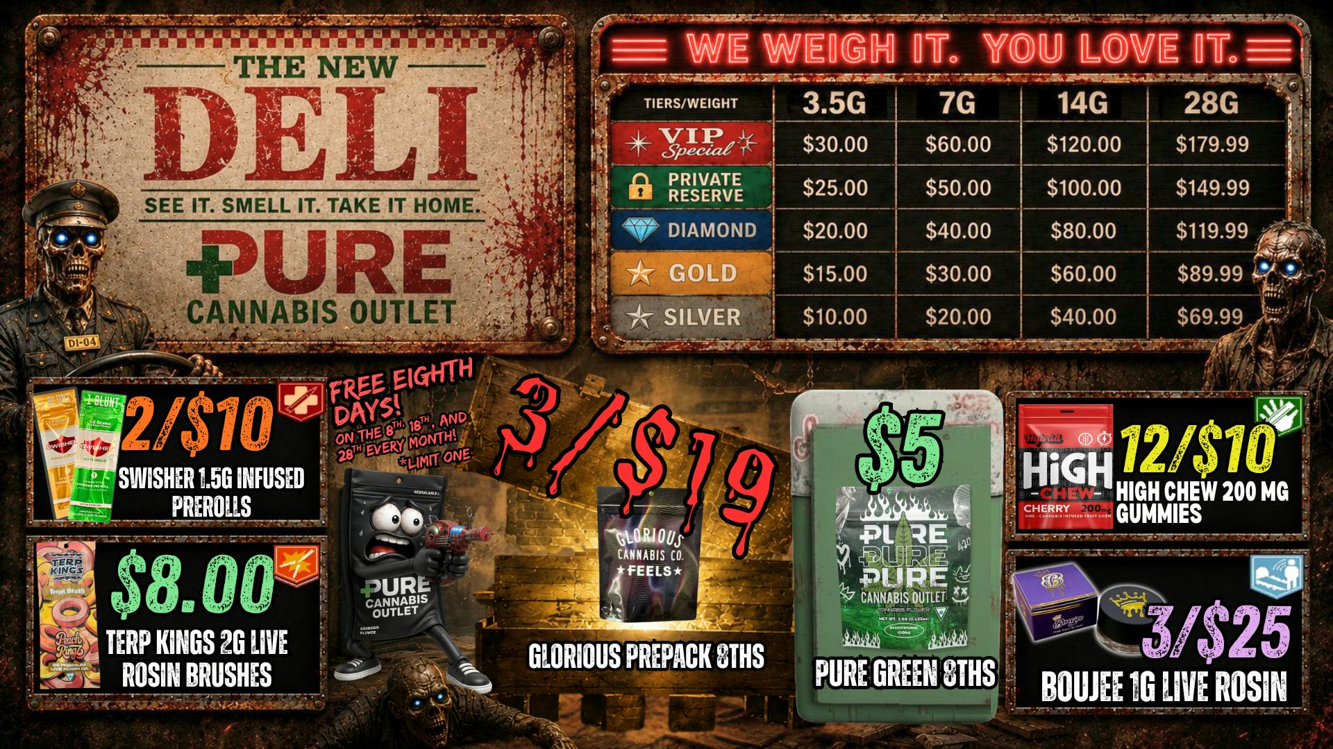 Pure Cannabis Outlet - New Baltimore 3/$19 GLORIOUS 8THS 🧟 SURVIVE THE NIGHT