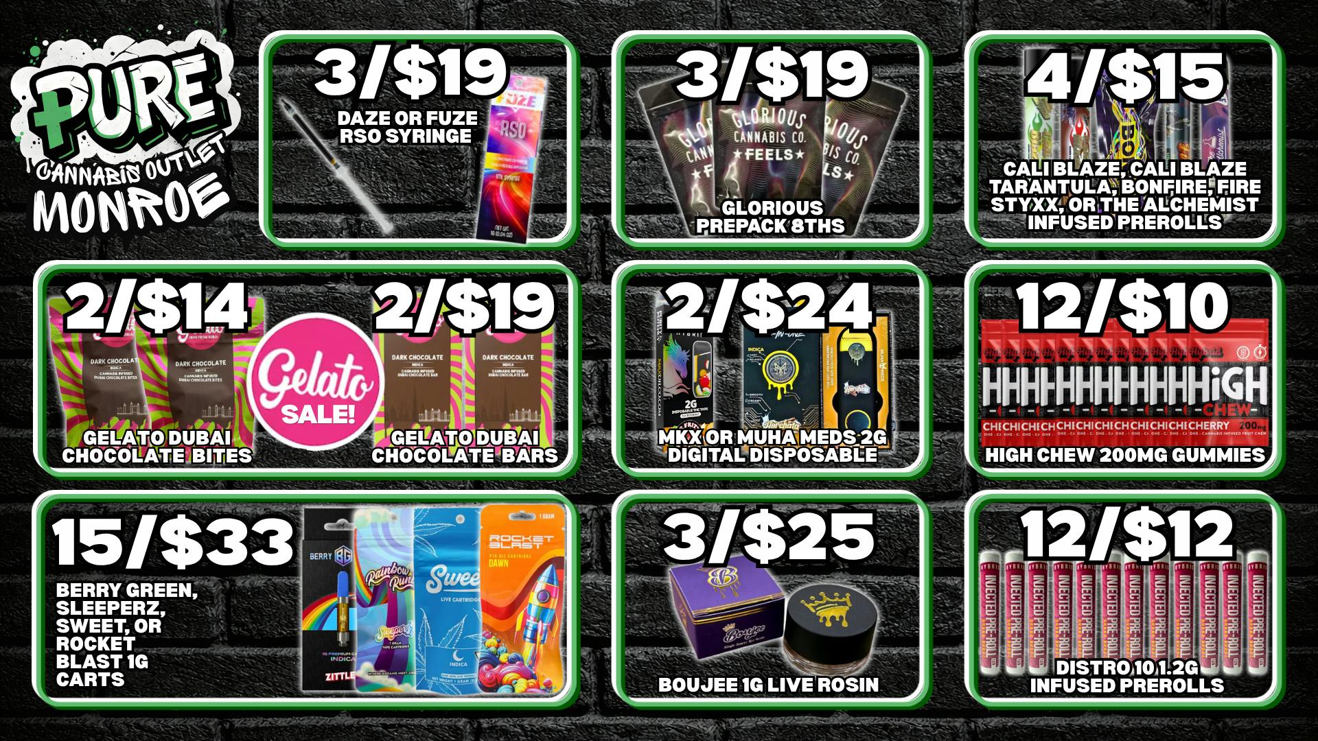 Pure Cannabis Outlet - Monroe 3/$19 DAZE OR FUZE RSO SYRINGES 💨 15/$33 1G CARTS