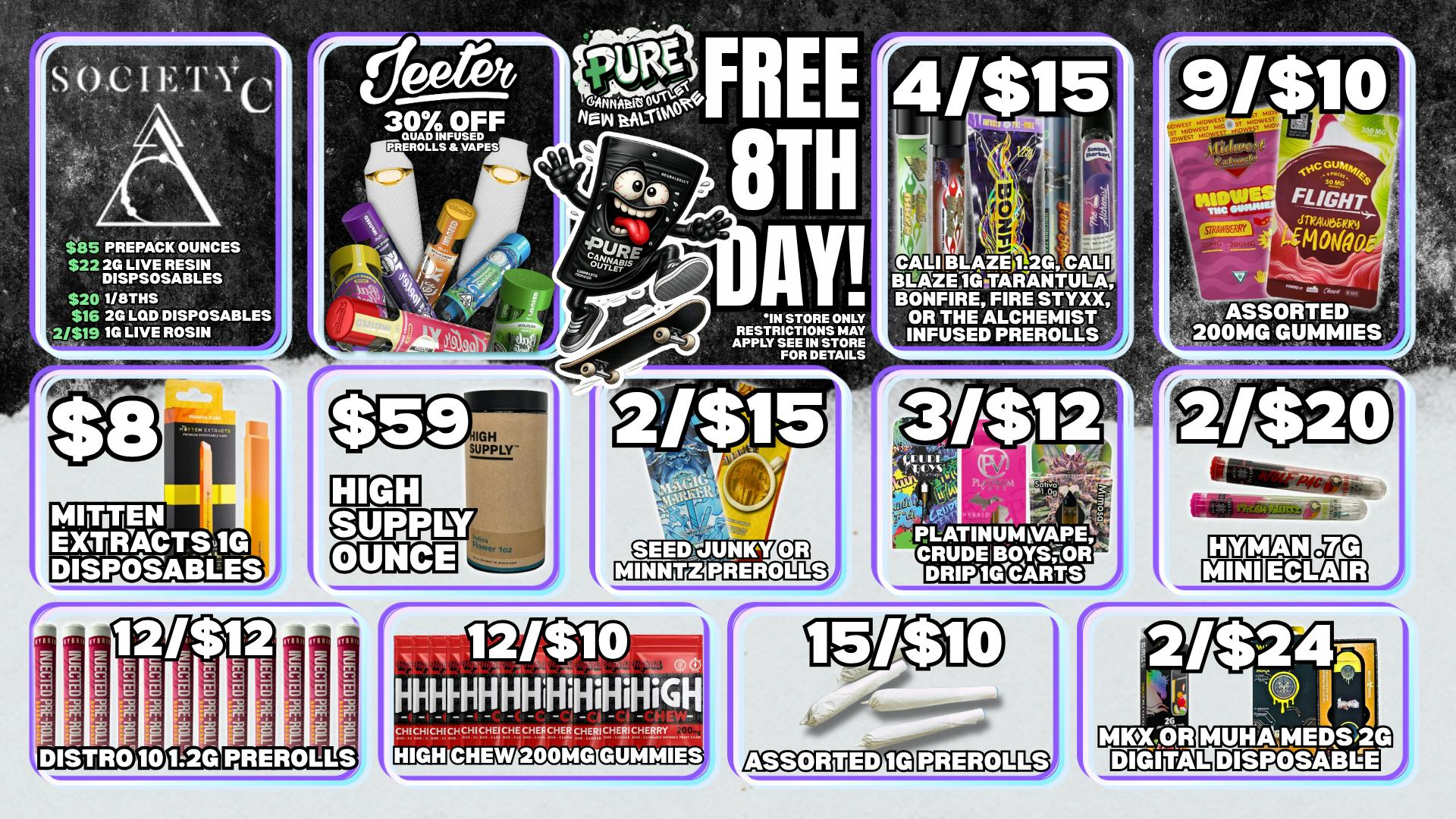 Pure Cannabis Outlet - New Baltimore ❤️‍🔥2/$15 SEED JUNKY OR MINNTZ PREROLLS❤️‍
