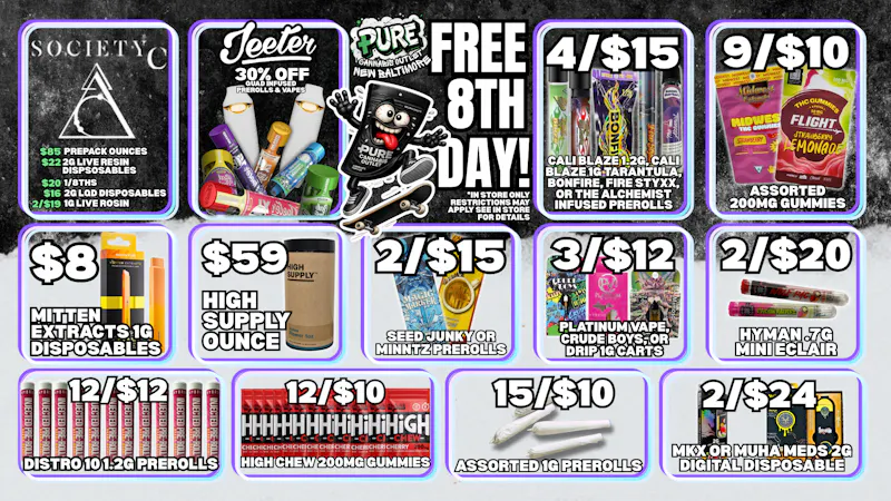 PURE Macomb - Delivery ❤️‍🔥2/$15 SEED JUNKY OR MINNTZ PREROLLS❤️‍
