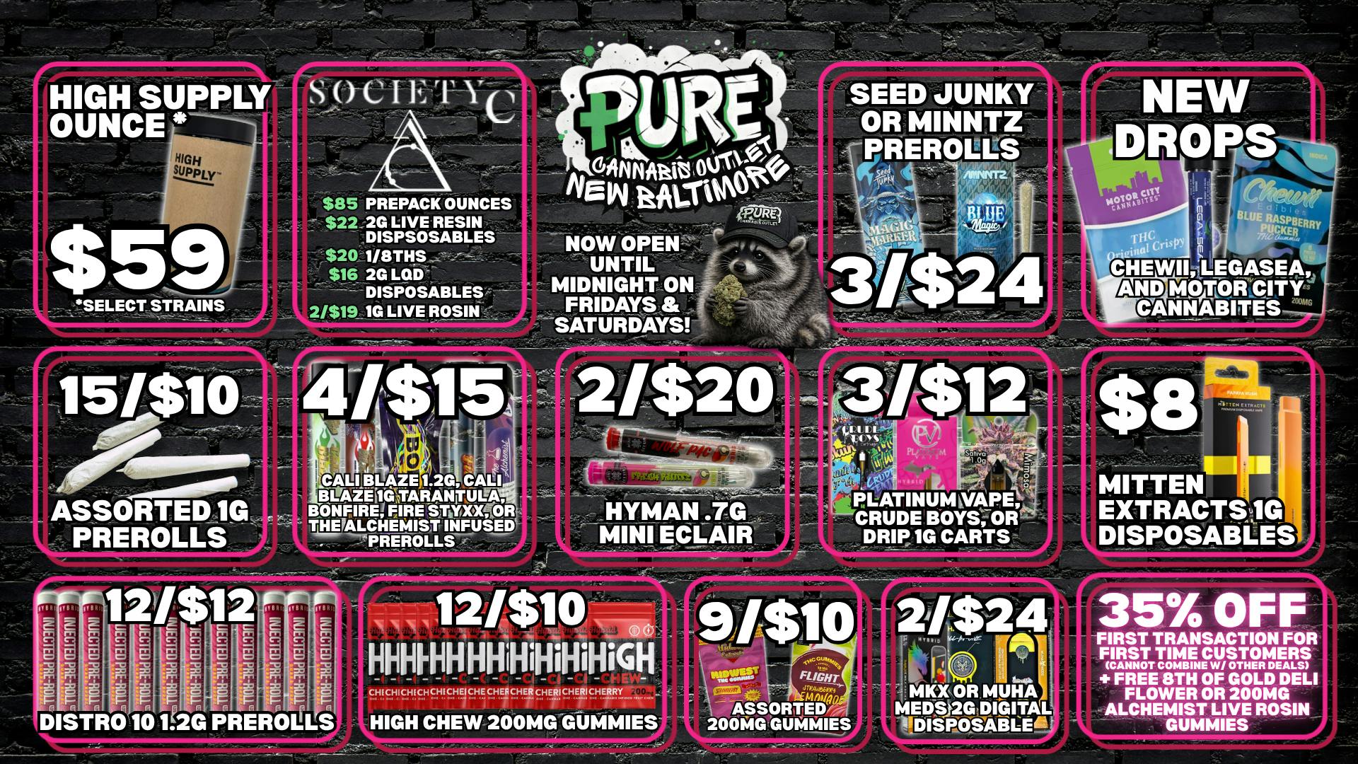 Pure Cannabis Outlet - New Baltimore 🔥 $59 HIGH SUPPLY OUNCES + NEW DROPS!