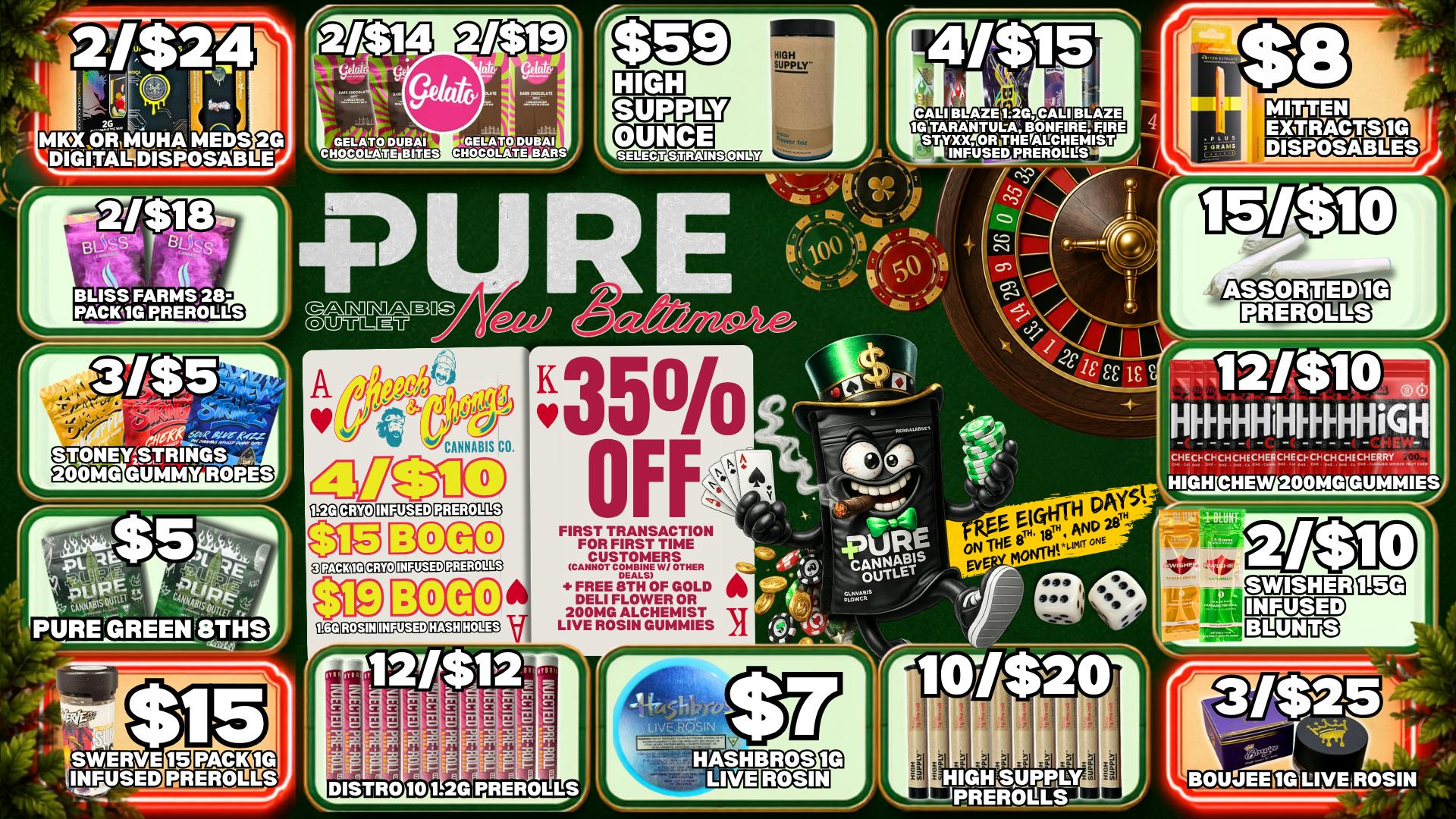 Pure Cannabis Outlet - New Baltimore $59 HIGH SUPPLY OUNCE 🎰4/$10 CHEECH & CHONG DEALS
