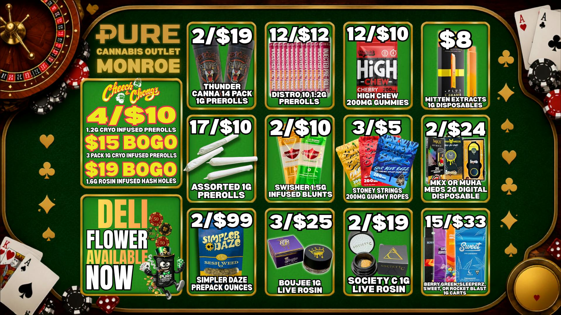 Pure Cannabis Outlet - Monroe 2/$19 THUNDER CANNA 14PK 🔥 FRESH DELI IS HERE!!