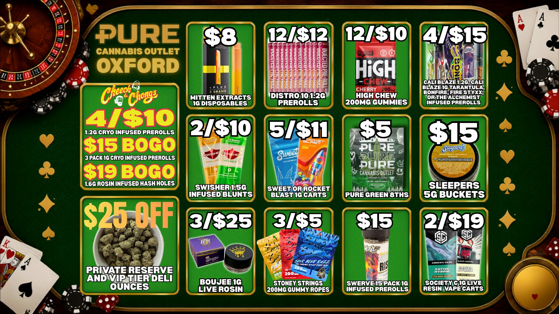 Pure Cannabis Outlet - Oxford $15 SWERVE 15PK 1G INFUSED PRS 🔥 $15 SLEEPERZ 5G