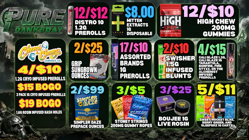 Pure Cannabis Outlet - Monroe $8 MITTEN 1G VAPES 💎 3/$25 BOUJEE 1G LIVE ROSIN