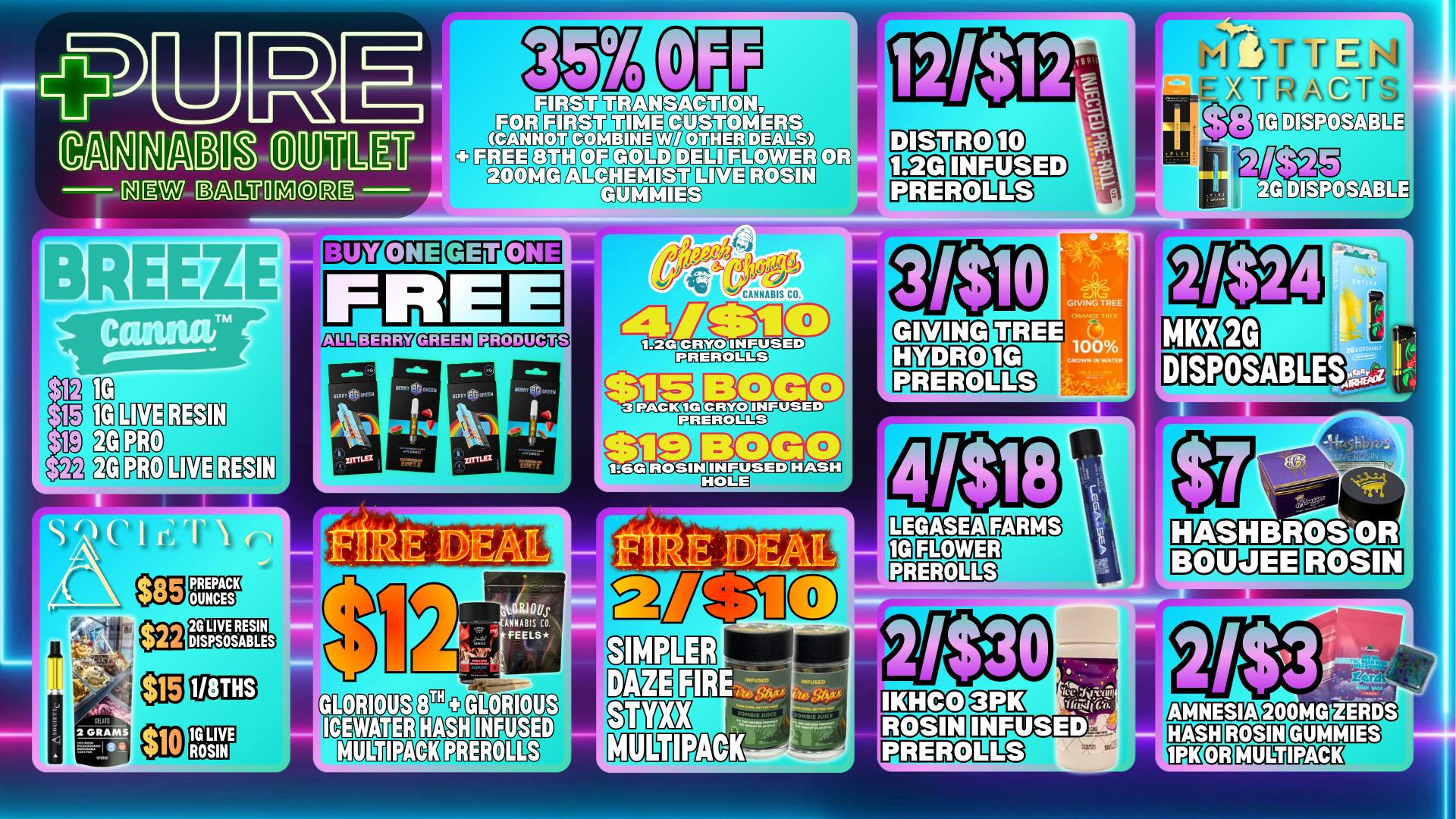 Pure Cannabis Outlet - New Baltimore $12 GLORIOUS 8TH + ICEWATER HASH INFUSED MULTIPACK