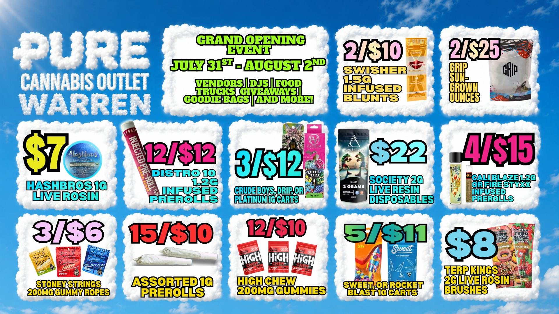 Pure Cannabis Outlet - Warren GRAND OPENING EVENT JULY 31ST - AUGUST 2ND 🔥