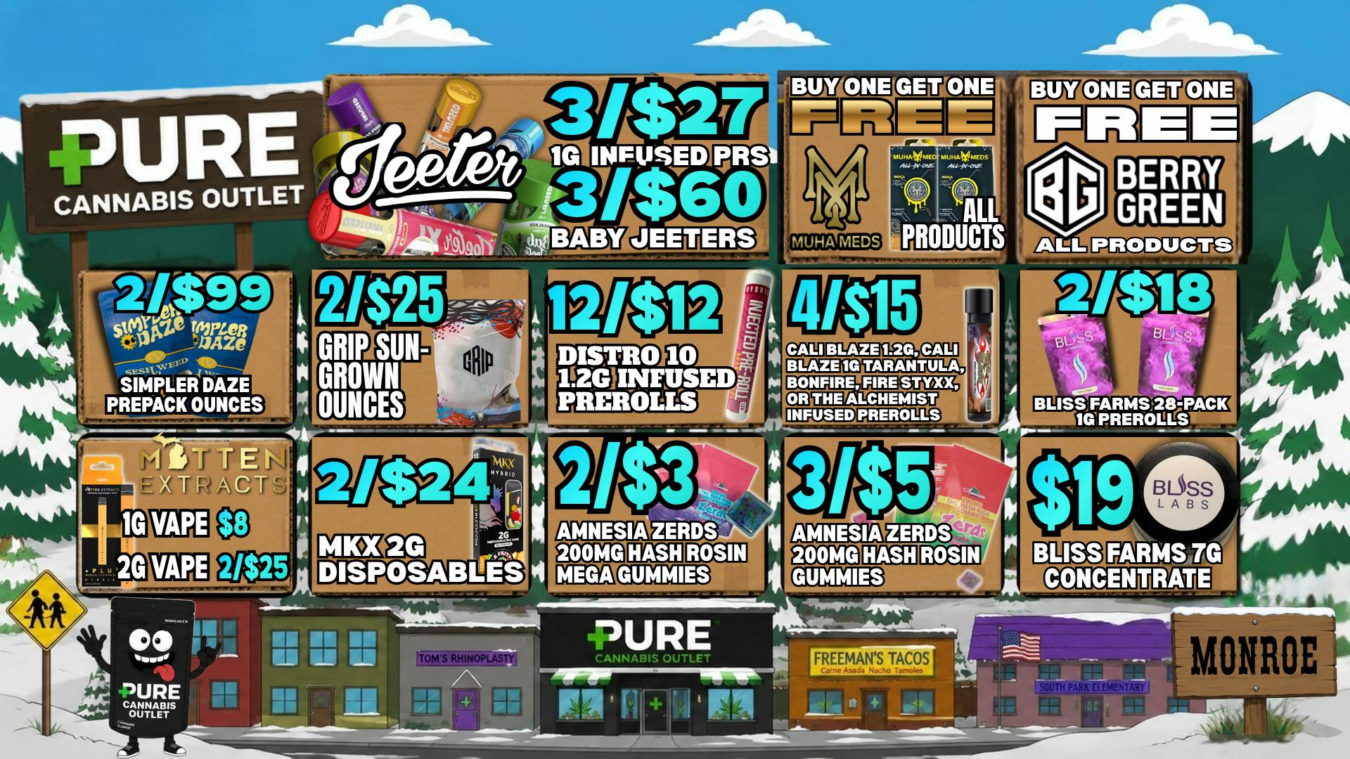 Pure Cannabis Outlet - Monroe 🔥 BOGO BRANDS + 3/$27 JEETERS!