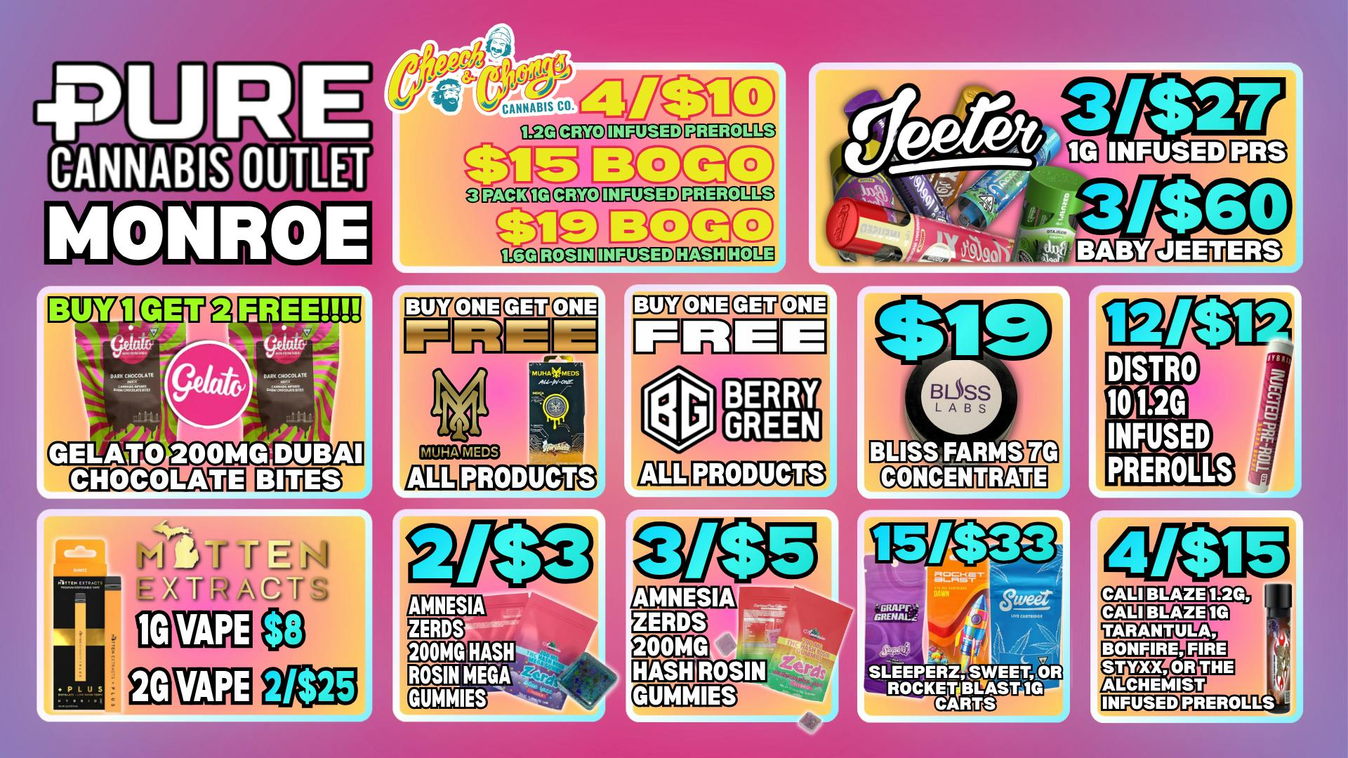 Pure Cannabis Outlet - Monroe 🍫 BUY 1 GET 2 FREE GELATO BITES 🍫