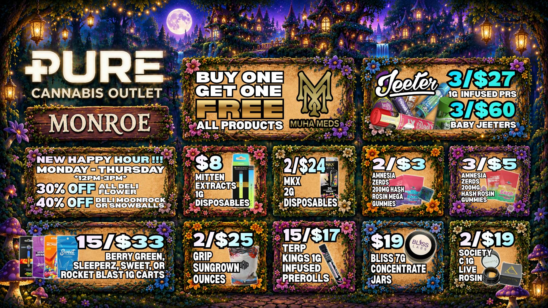 Pure Cannabis Outlet - Monroe NEW HAPPY HOUR MON–THURS 12–3PM 🌸 BOGO FREE MUHA