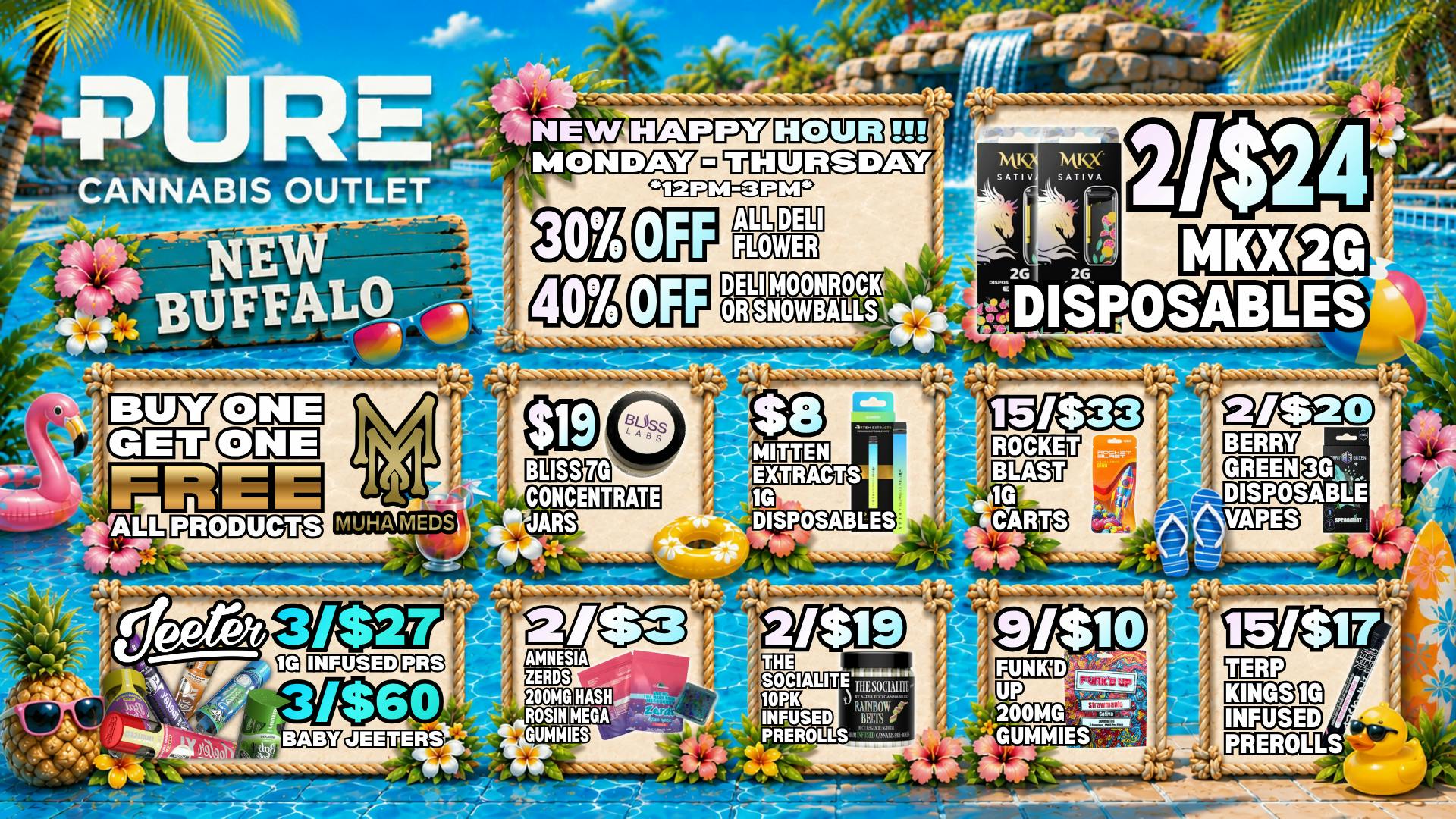 Pure Cannabis Outlet - New Buffalo 🌺 NEW HAPPY HOUR MON–THURS 12PM–3PM 🌺