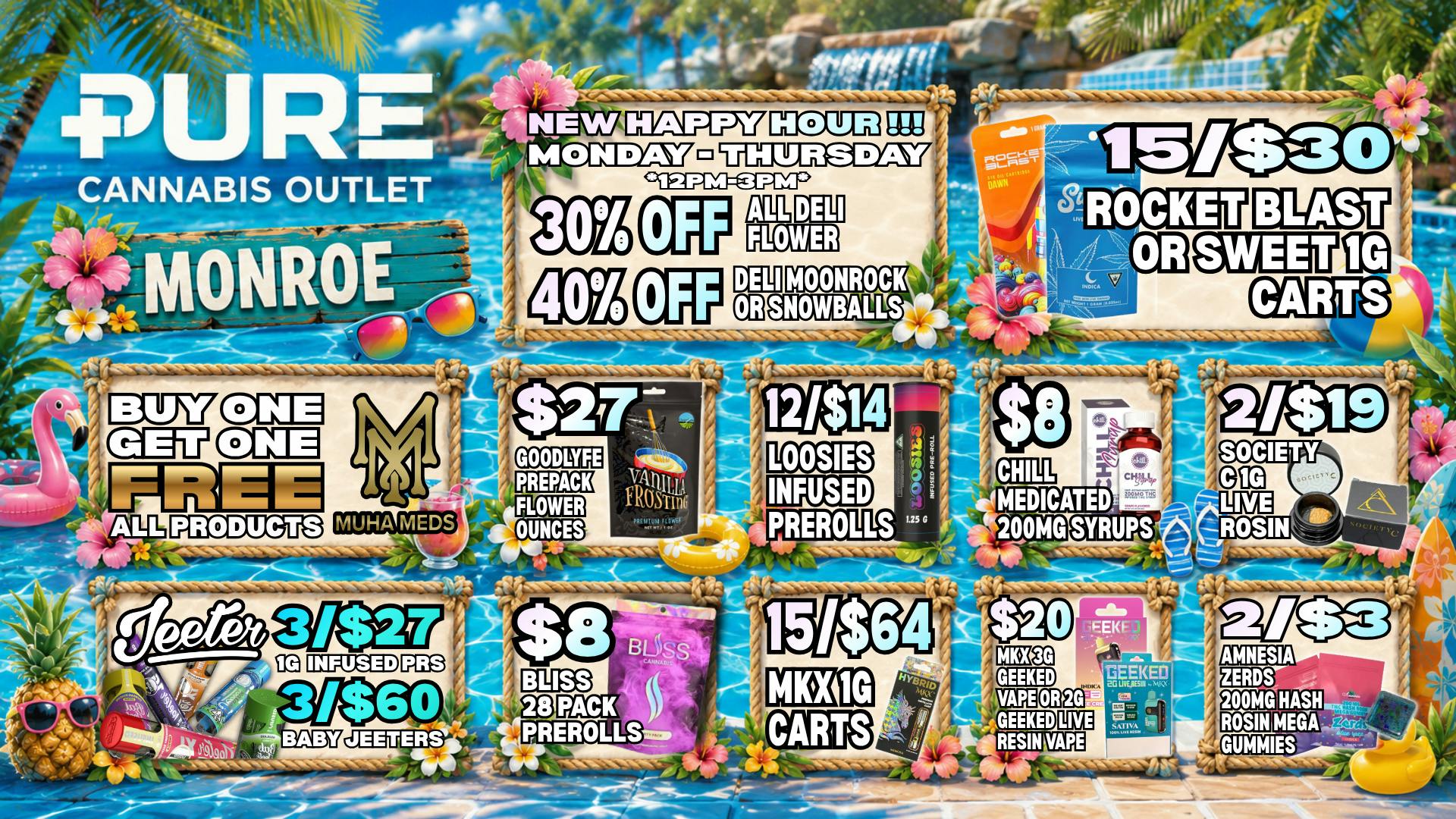 Pure Cannabis Outlet - Monroe 🌺 NEW HAPPY HOUR MON–THURS 12PM–3PM 🌺