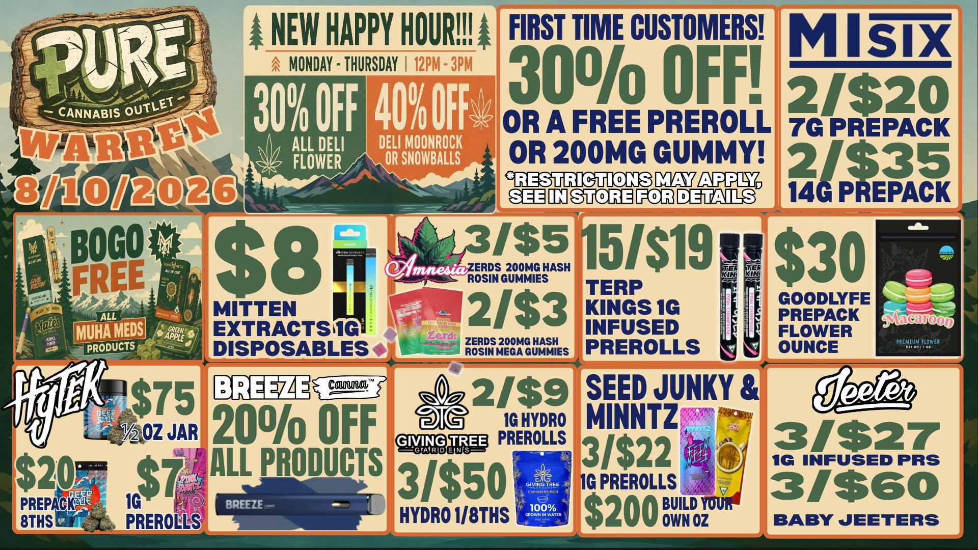 Pure Cannabis Outlet - Warren 🔥 NEW HAPPY HOUR 12-3PM! 30%-40% OFF DELI 🍃