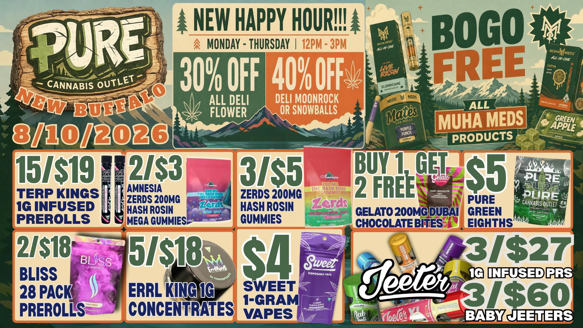 Pure Cannabis Outlet - New Buffalo 🔥 NEW HAPPY HOUR 12-3PM! 30%-40% OFF DELI 🍃