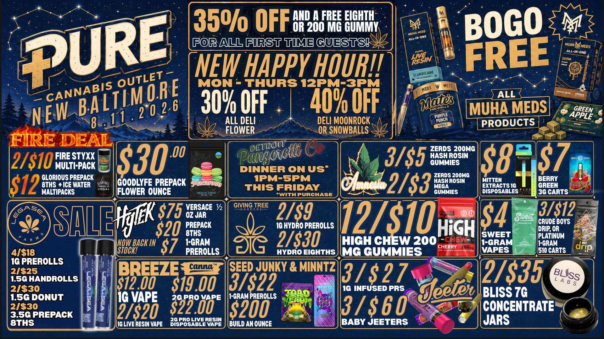 Pure Cannabis Outlet - New Baltimore HAPPY HOUR! 30% OFF DELI + 40% OFF INFUSED DELI 🔥