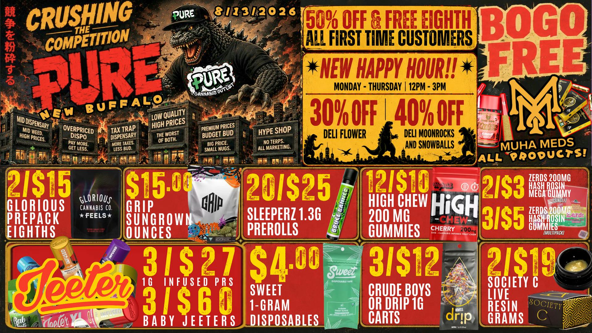 Pure Cannabis Outlet - New Buffalo 🔥 MONSTER DEALS HAVE TAKEN OVER PURE! 🦖