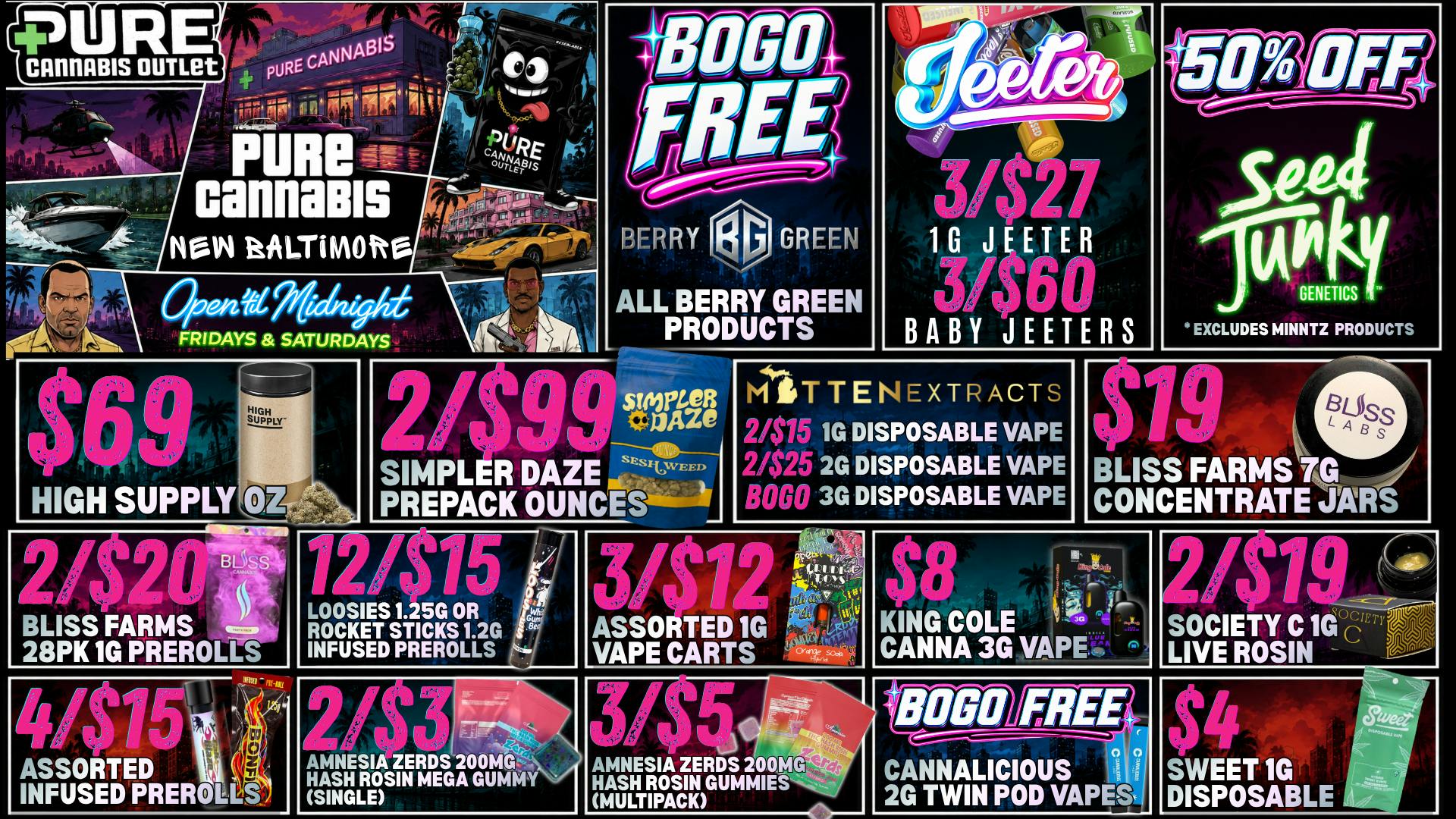 Pure Cannabis Outlet - New Baltimore 🌴 PURE CITY AFTER DARK 🌙 OPEN TIL MIDNIGHT!