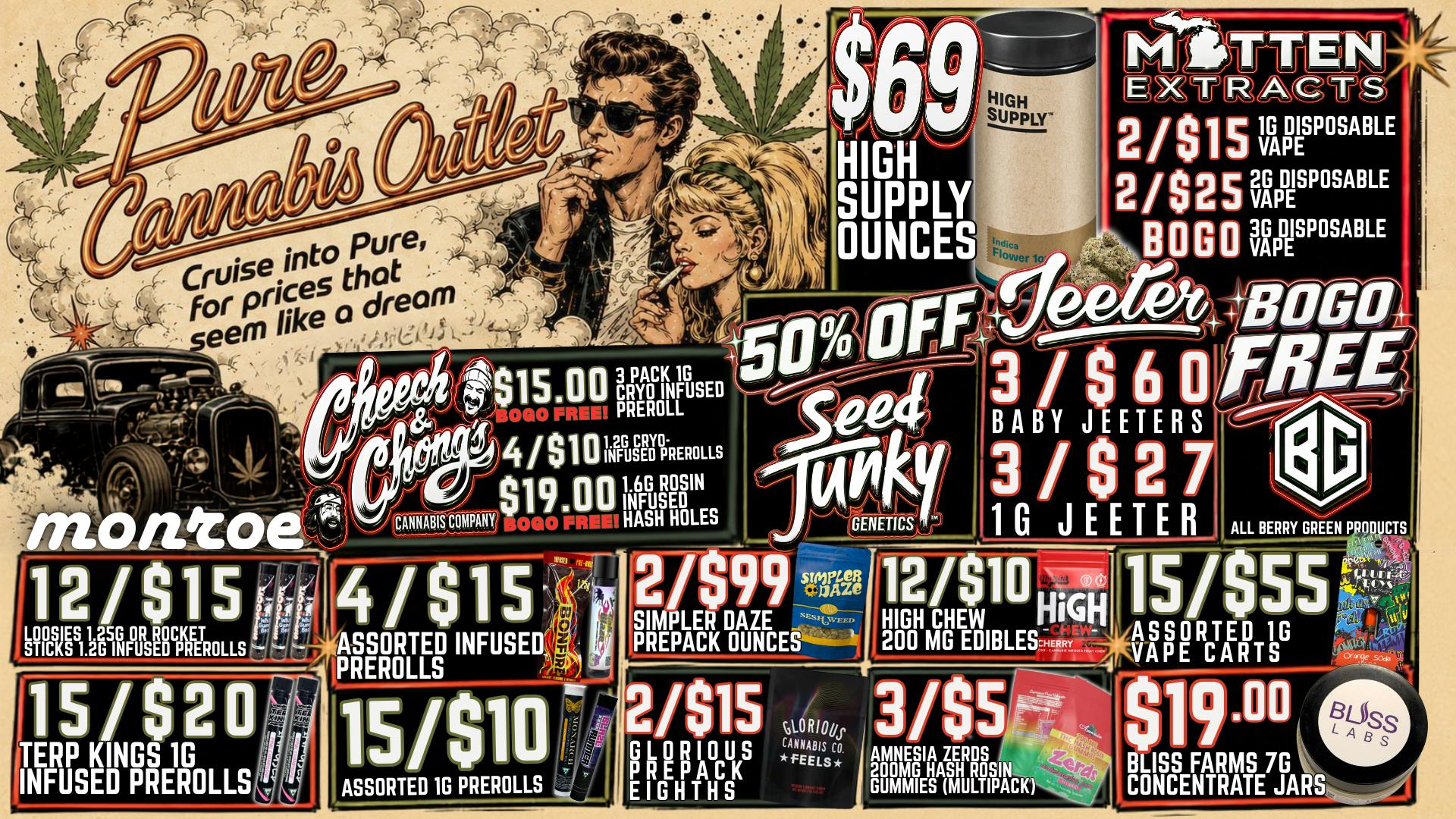 Pure Cannabis Outlet - Monroe 🔥 CRUISE INTO PURE FOR WEEKEND DEALS! 🌿