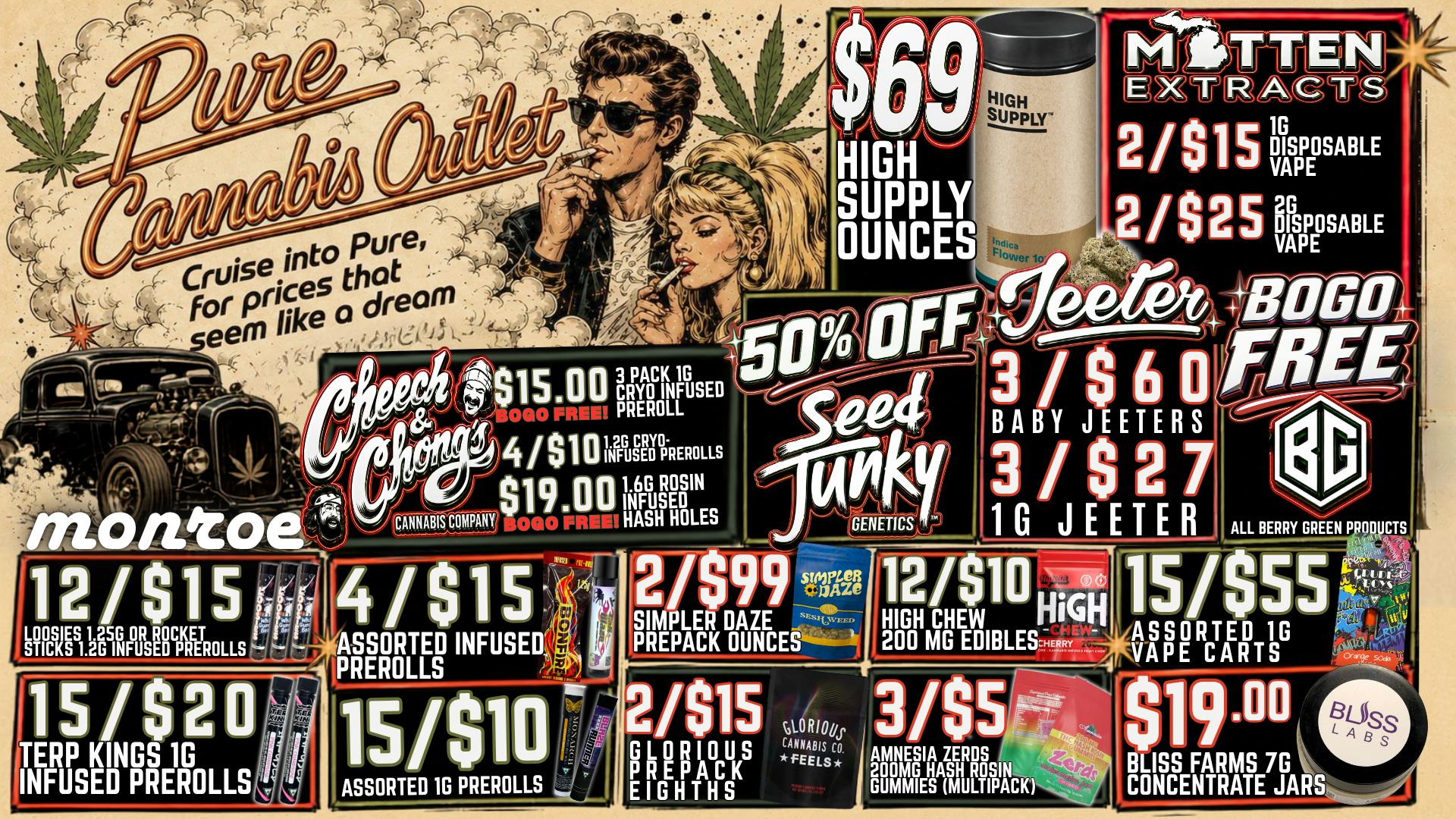 Pure Cannabis Outlet - Monroe 🔥 CRUISE INTO PURE FOR WEEKEND DEALS! 🌿