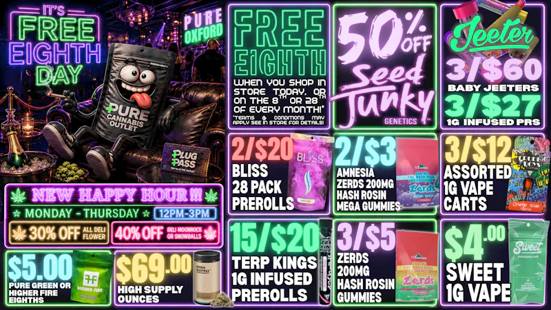 Pure Cannabis Outlet Delivery ✨ FREE EIGHTH DAY + NEW HAPPY HOUR! ✨