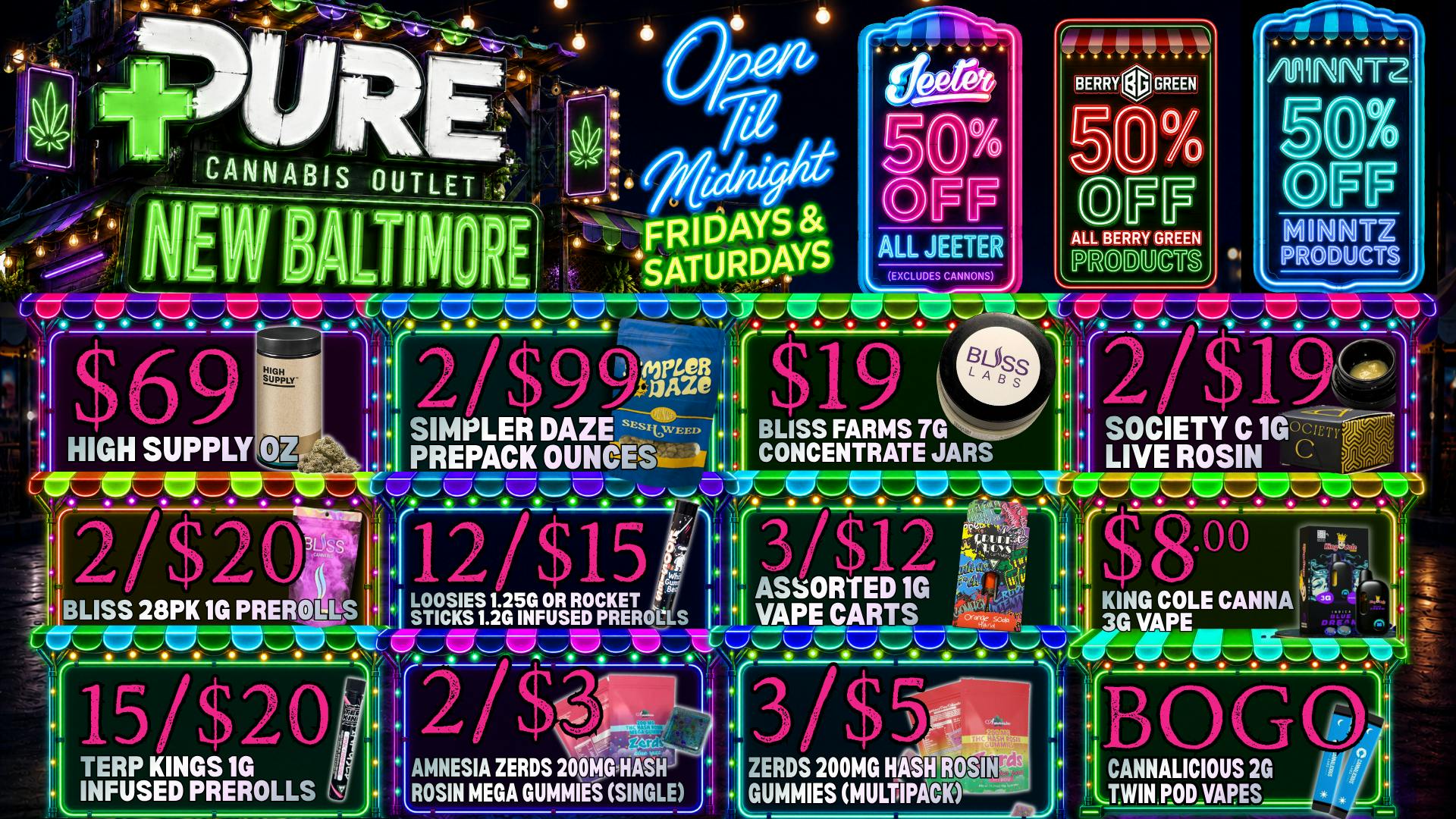 Pure Cannabis Outlet - New Baltimore 🌙 LATE NIGHT SAVINGS TIL MIDNIGHT ON FRI & SAT🌙