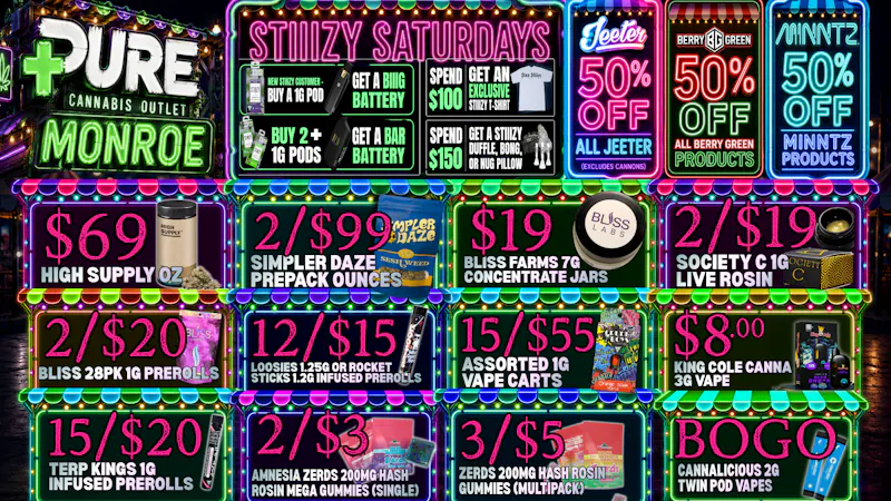 Pure Cannabis Outlet - Monroe 🔥 STIIIZY SATURDAY 🔥 DEALS + STIIIZY GIVEAWAYS!