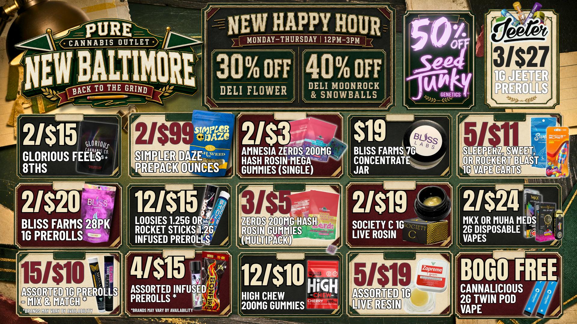 Pure Cannabis Outlet - New Baltimore 🎓 BACK TO THE GRIND...BUT FIRST, HAPPY HOUR! 🔥