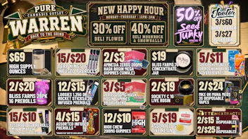 Pure Cannabis Outlet - Warren BACK TO THE GRIND...BUT FIRST, IT'S HAPPY HOUR! 🔥