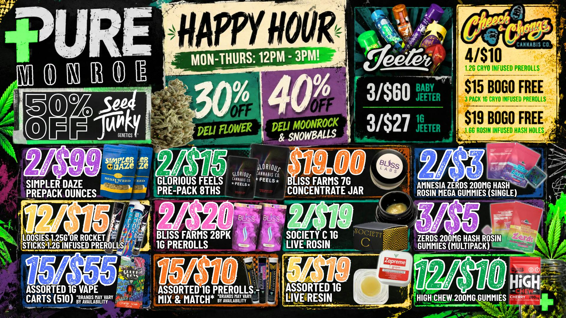 Pure Cannabis Outlet - Monroe HAPPY HOUR 🔥 30% OFF FLOWER + 40% OFF MOONROCKS