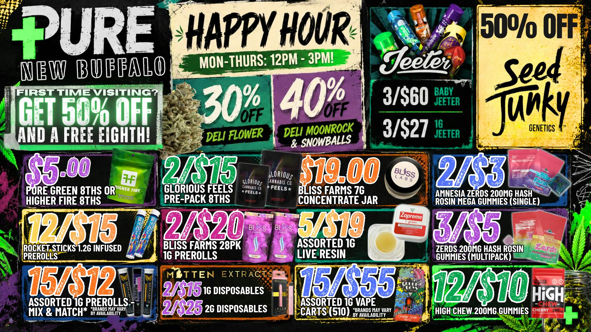 Pure Cannabis Outlet - New Buffalo HAPPY HOUR 🔥30% OFF FLOWER + 40% OFF INFUSED DELI