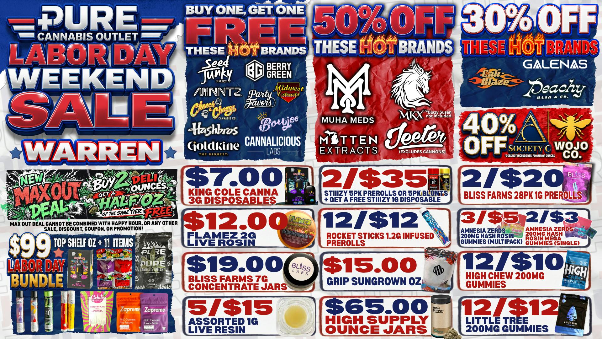 Pure Cannabis Outlet - Warren 🔥 LABOR DAY BOGO + UP TO 50% OFF! 🇺🇸