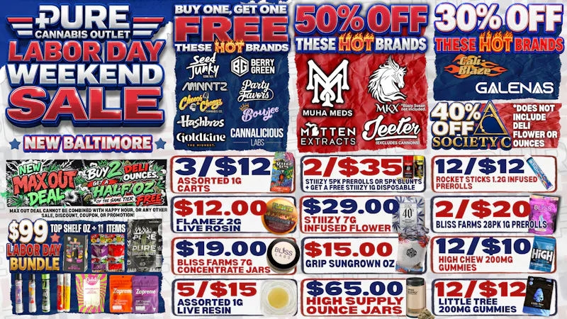 Pure Cannabis Outlet - New Baltimore BOGO FREE SELECT BRANDS🇺🇸LABOR DAY 50% OFF SALES
