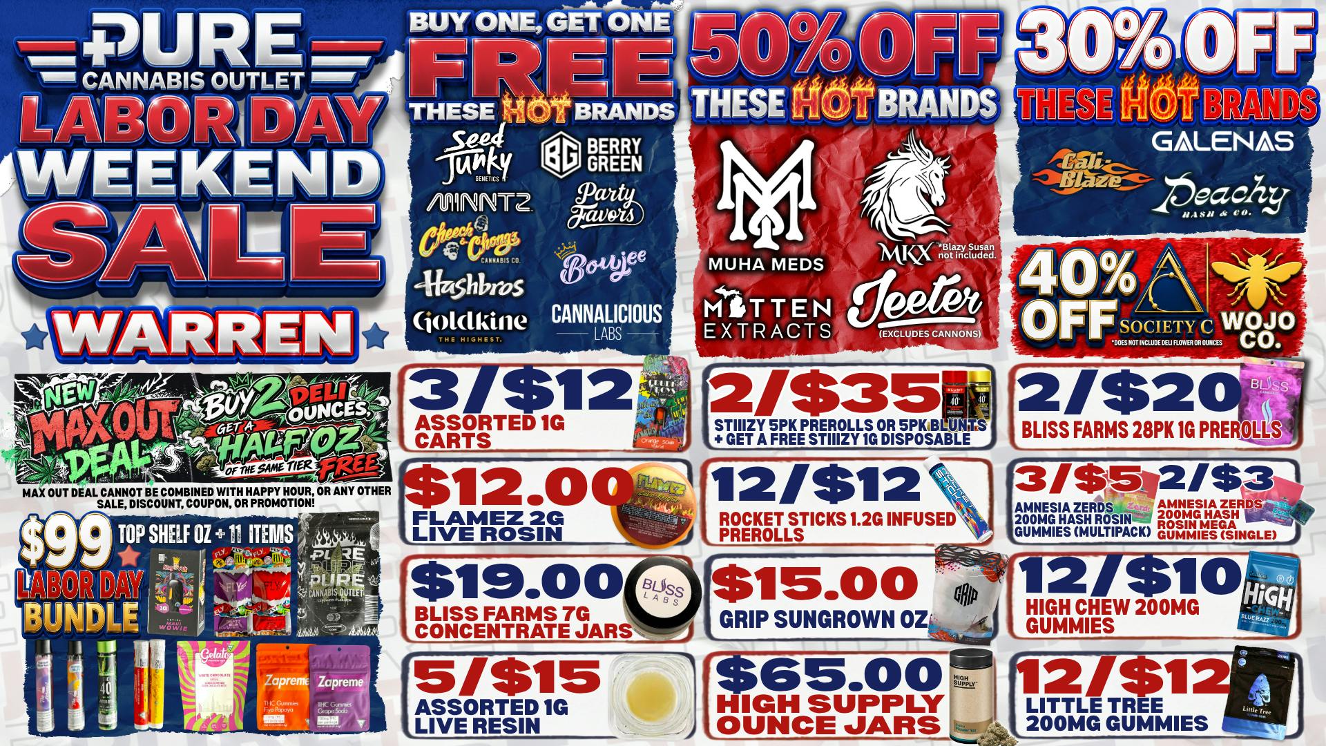 Pure Cannabis Outlet - Warren 🔥 LABOR DAY BOGO + UP TO 50% OFF! 🇺🇸