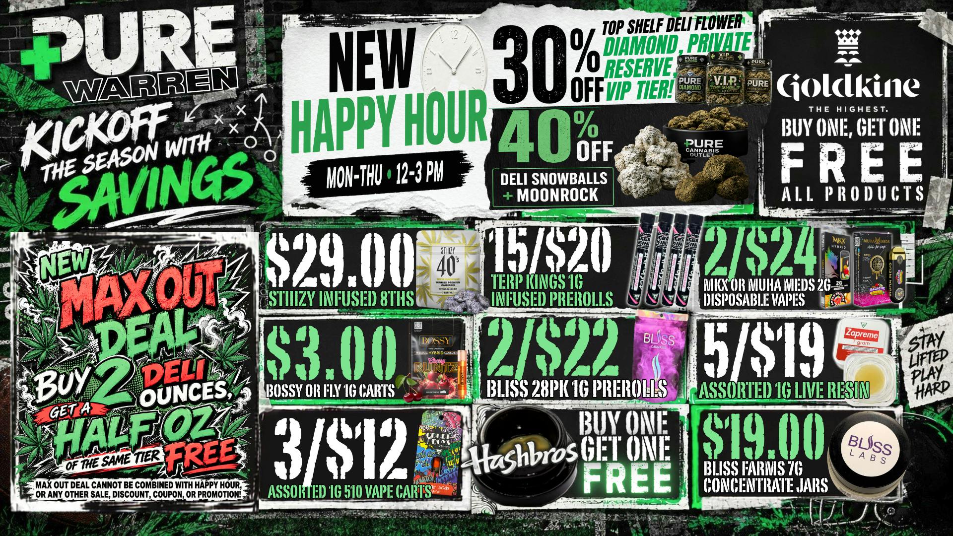 Pure Cannabis Outlet - Warren 🏈 KICKOFF SAVINGS + HUGE HAPPY HOUR DEALS!