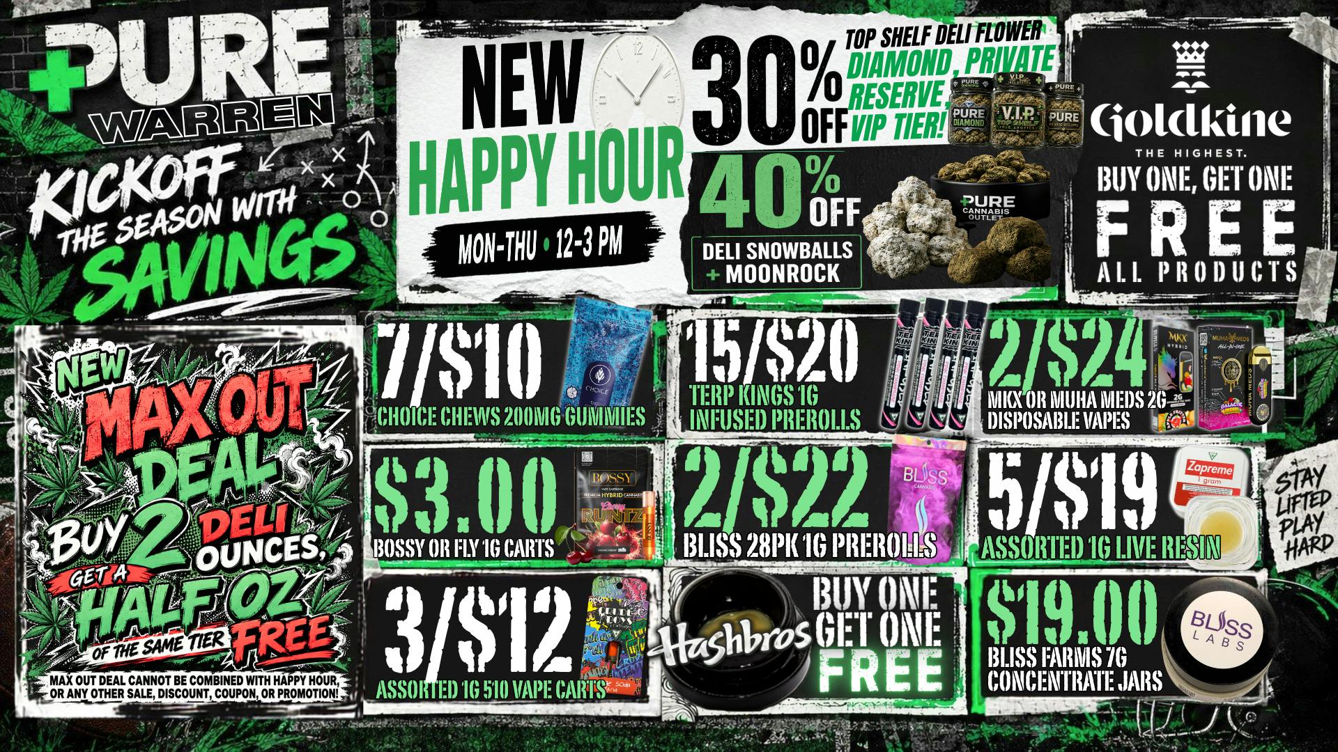 Pure Cannabis Outlet - Warren 🏈 KICKOFF SAVINGS + HUGE HAPPY HOUR DEALS!