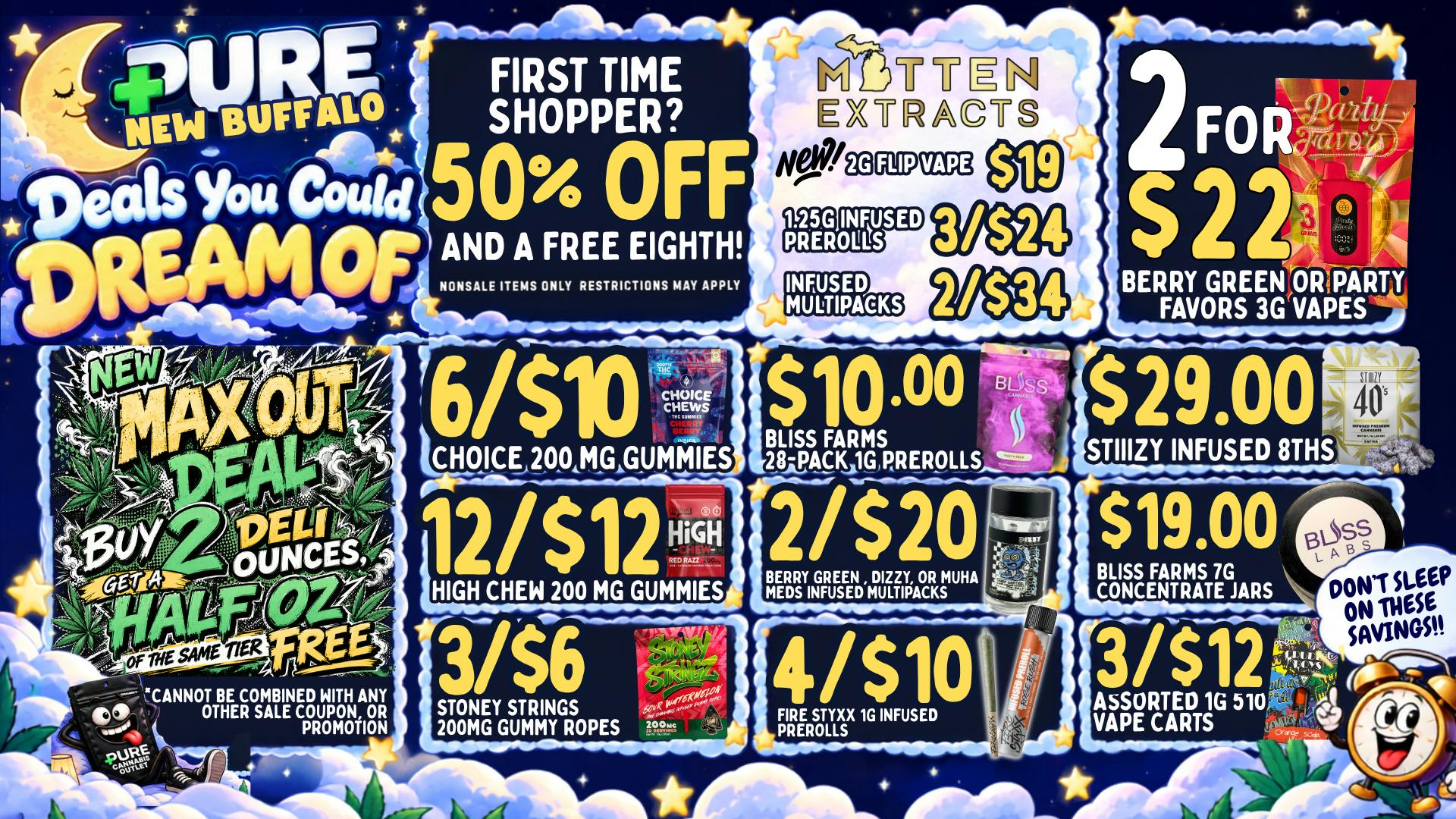 Pure Cannabis Outlet - New Buffalo 🔥 $19 MITTEN 2G VAPES + 50% OFF FIRST VISIT!