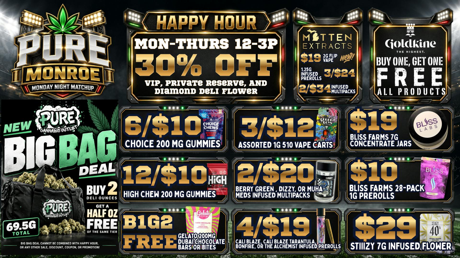 Pure Cannabis Outlet - Monroe 30% OFF TOP TIER DELI | HAPPY HOUR 12–3PM