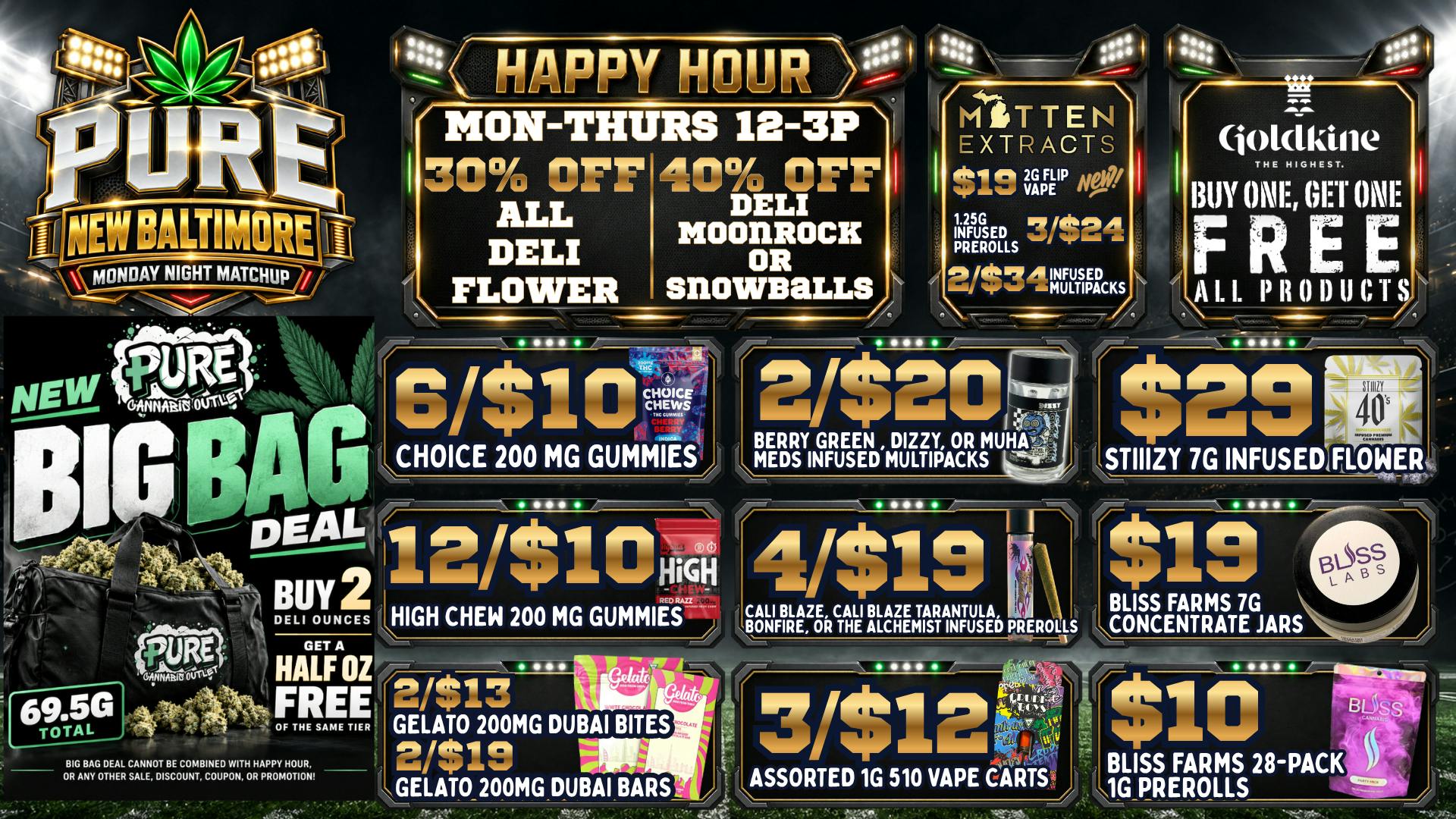 Pure Cannabis Outlet - New Baltimore 🏈 30% OFF ALL DELI FLOWER | HAPPY HOUR 12–3PM 🏈