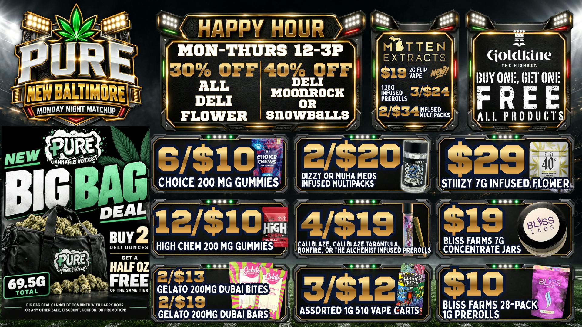 Pure Cannabis Outlet - New Baltimore 🏈 30% OFF ALL DELI FLOWER | HAPPY HOUR 12–3PM 🏈