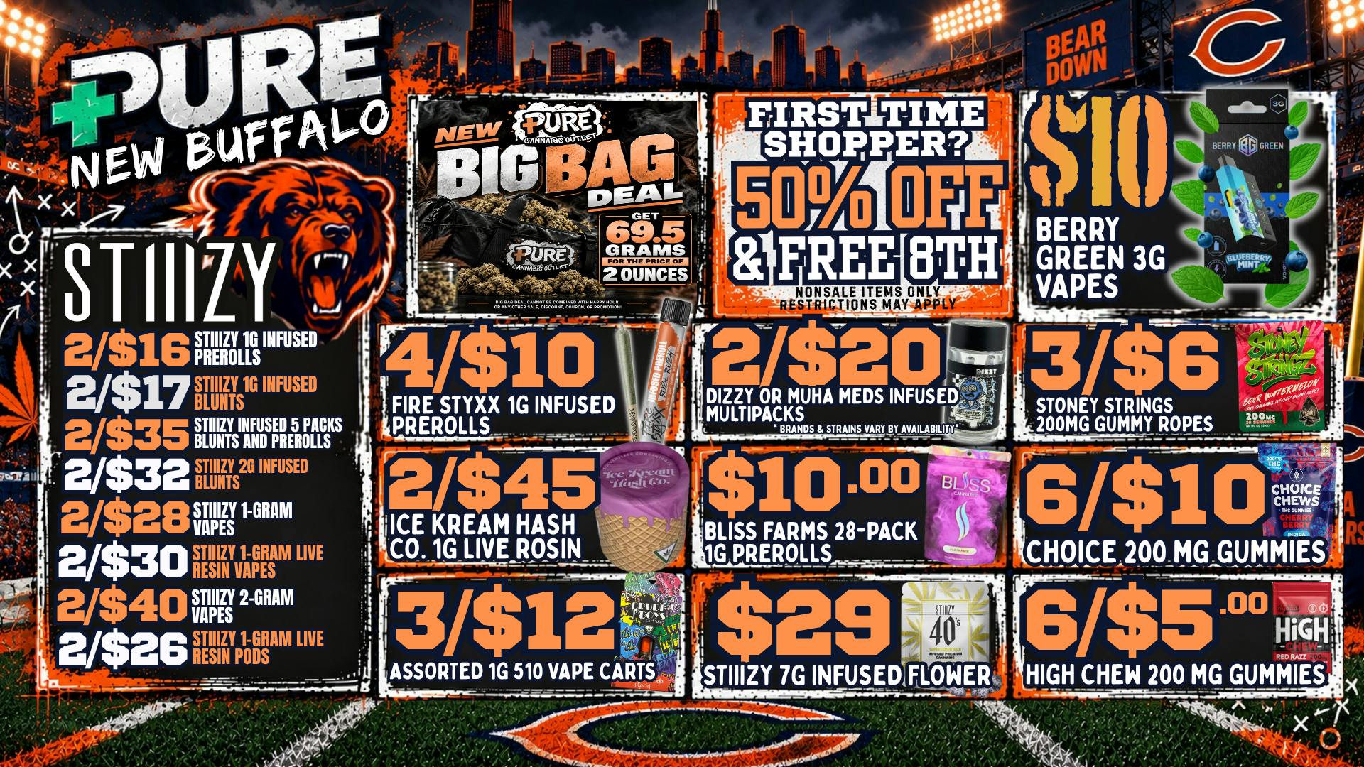 Pure Cannabis Outlet - New Buffalo 🔥 2/$16 STIIIZY PREROLLS + $10 3G VAPES!