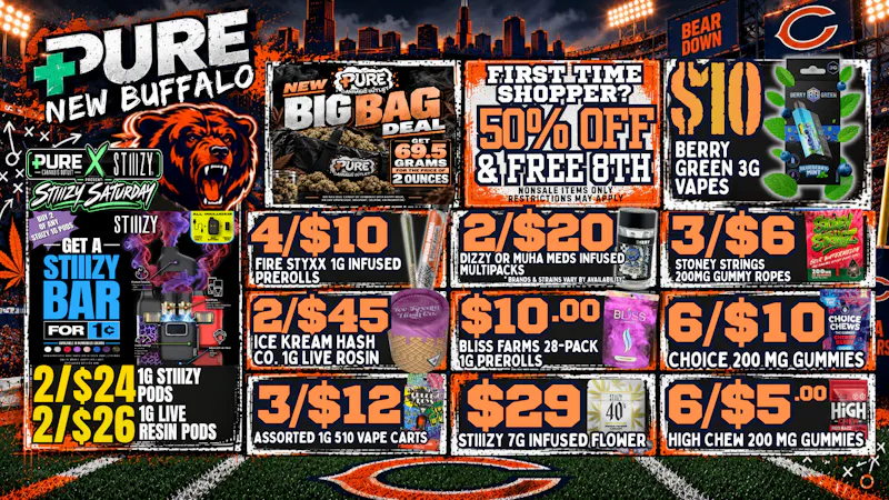Pure Cannabis Outlet - New Buffalo 🔥 STIIIZY SATURDAY: FREE BAR + 2/$24 PODS 🔥