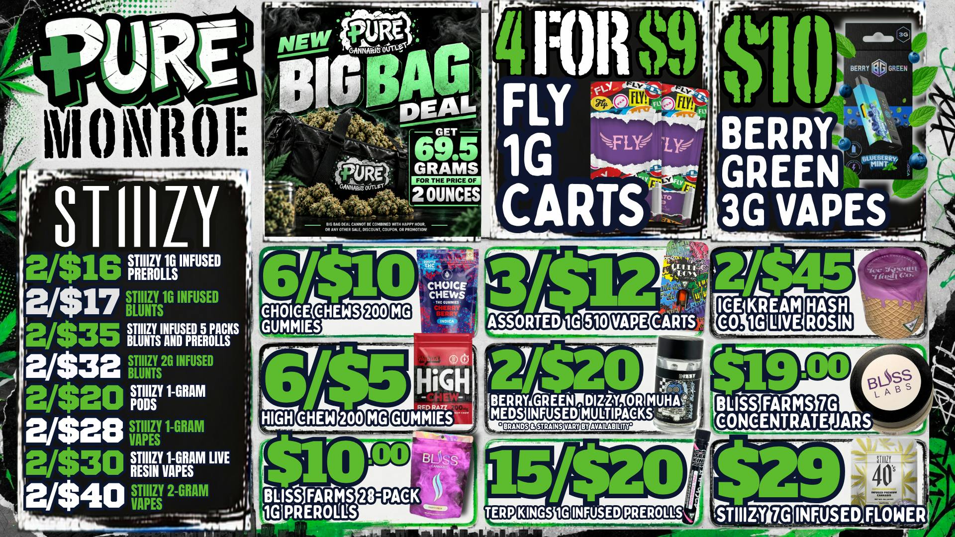 Pure Cannabis Outlet - Monroe 🔥 2/$20 STIIIZY PODS + $10 3G VAPES 🔥