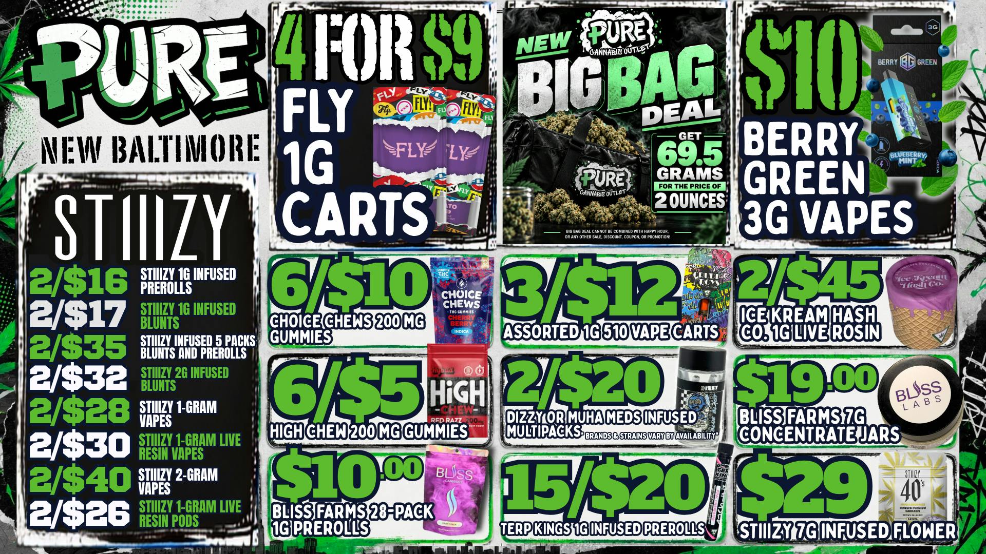 Pure Cannabis Outlet - New Baltimore 🔥 4/$9 FLY CARTS + $10 BERRY GREEN 3G VAPES 🔥