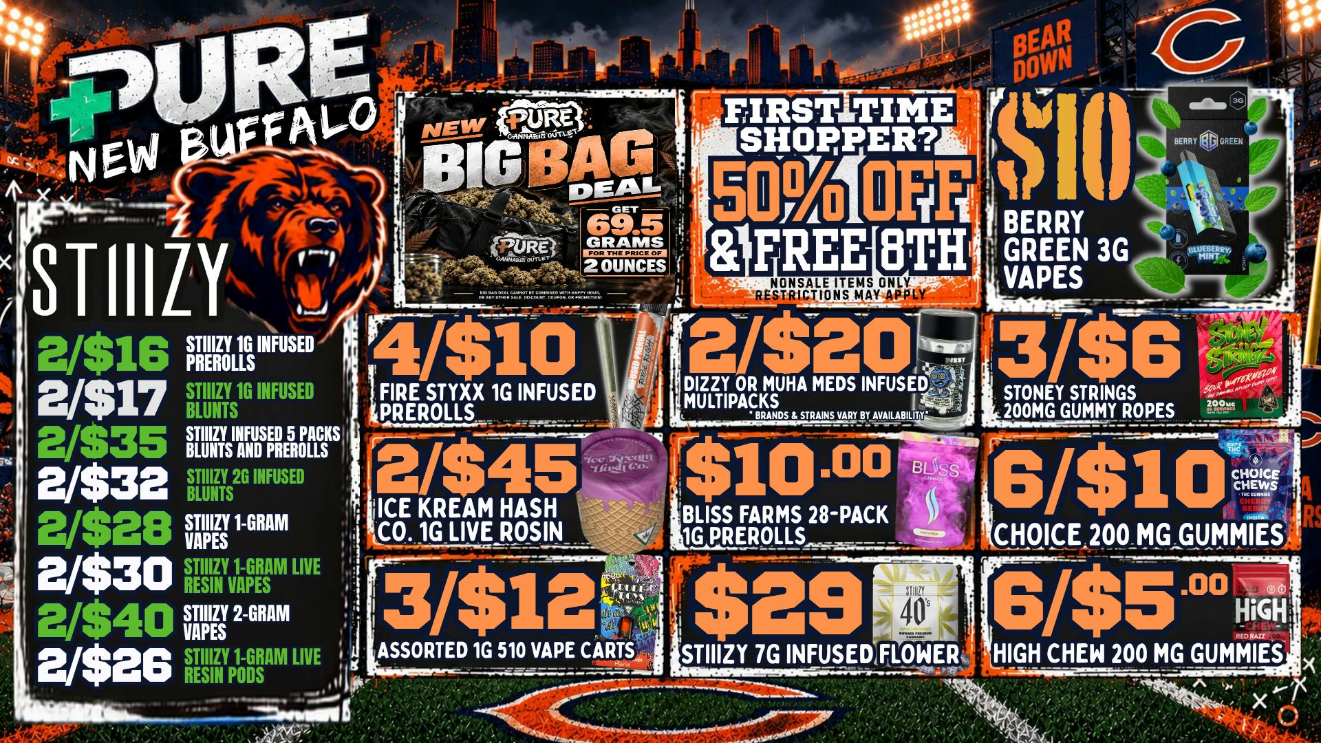 Pure Cannabis Outlet - New Buffalo 🔥 STIIIZY DEALS + $10 BERRY GREEN 3G VAPES 🔥