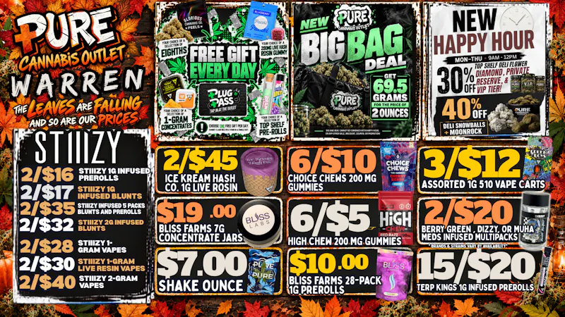 Pure Cannabis Outlet - Warren 🍂 FALL INTO SAVINGS + HAPPY HOUR! ⏰