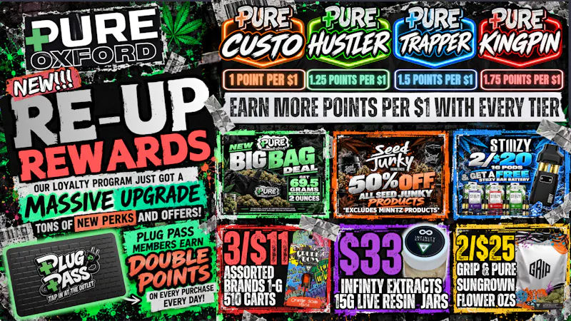 Pure Cannabis Outlet Delivery 🔥 NEW RE-UP REWARDS ARE HERE! EARN MORE!