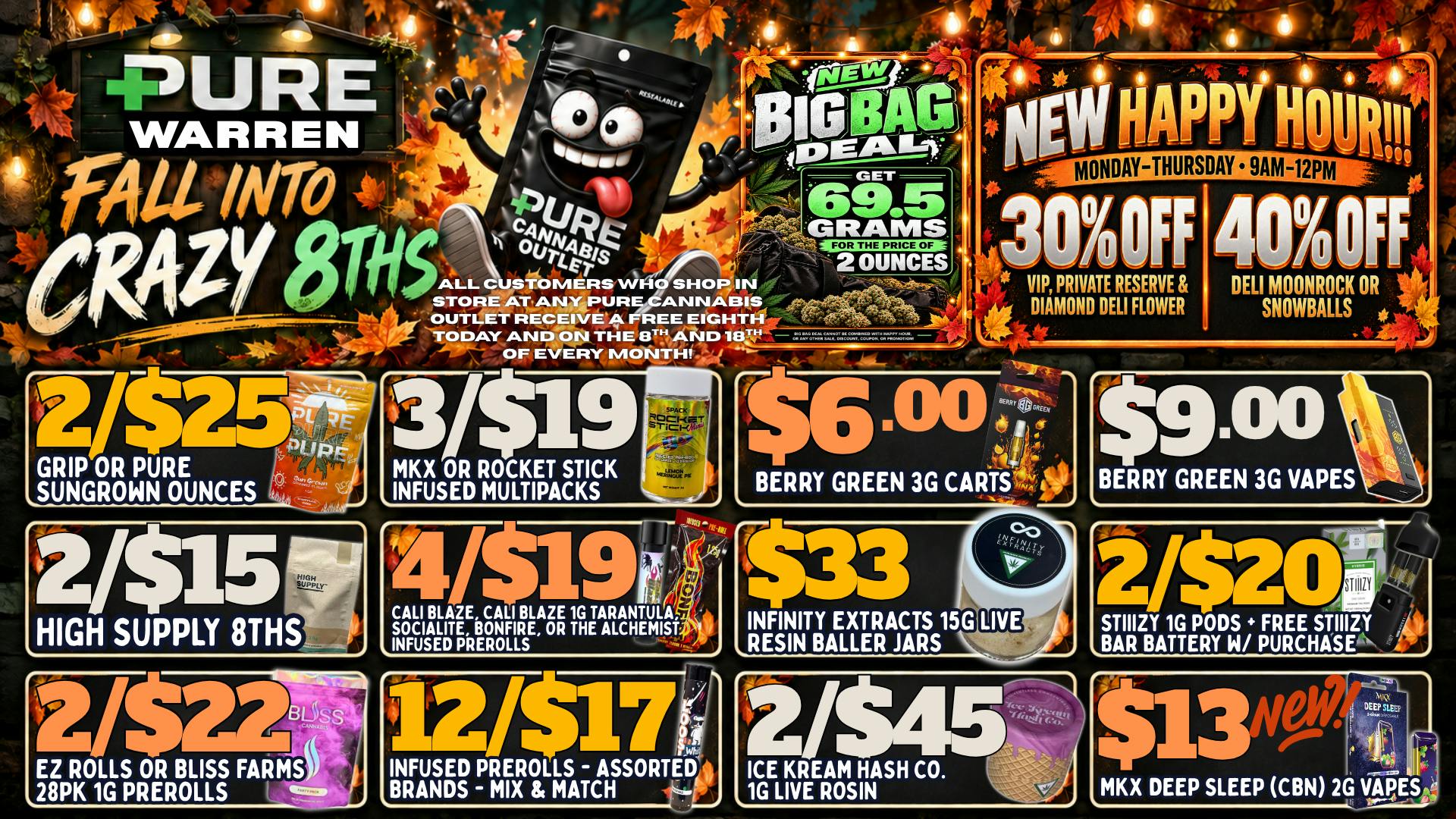 Pure Cannabis Outlet - Warren 🍁 FREE 8THS + FALL DEALS + HAPPY HOUR! 🍁