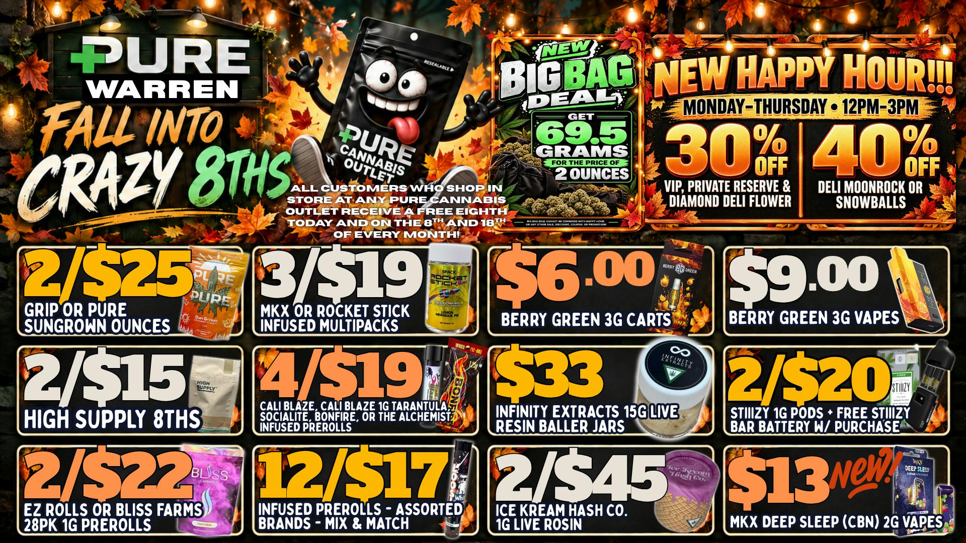 Pure Cannabis Outlet - Warren 🍁 FREE 8THS + FALL DEALS + HAPPY HOUR! 🍁